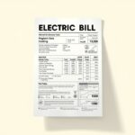 A well-lit, high-resolution digital illustration depicting a detailed electric utility bill, prominently displayed against a clean, minimalist background. The bill should be rendered with precise, photorealistic detail, showcasing the various sections, numbers, and icons that convey the key information about electricity usage and charges. The composition should be balanced and visually appealing, with a focus on the bill itself, allowing the viewer to clearly examine and understand the content. The overall mood should be one of clarity and professionalism, reflecting the informative nature of the subject matter.