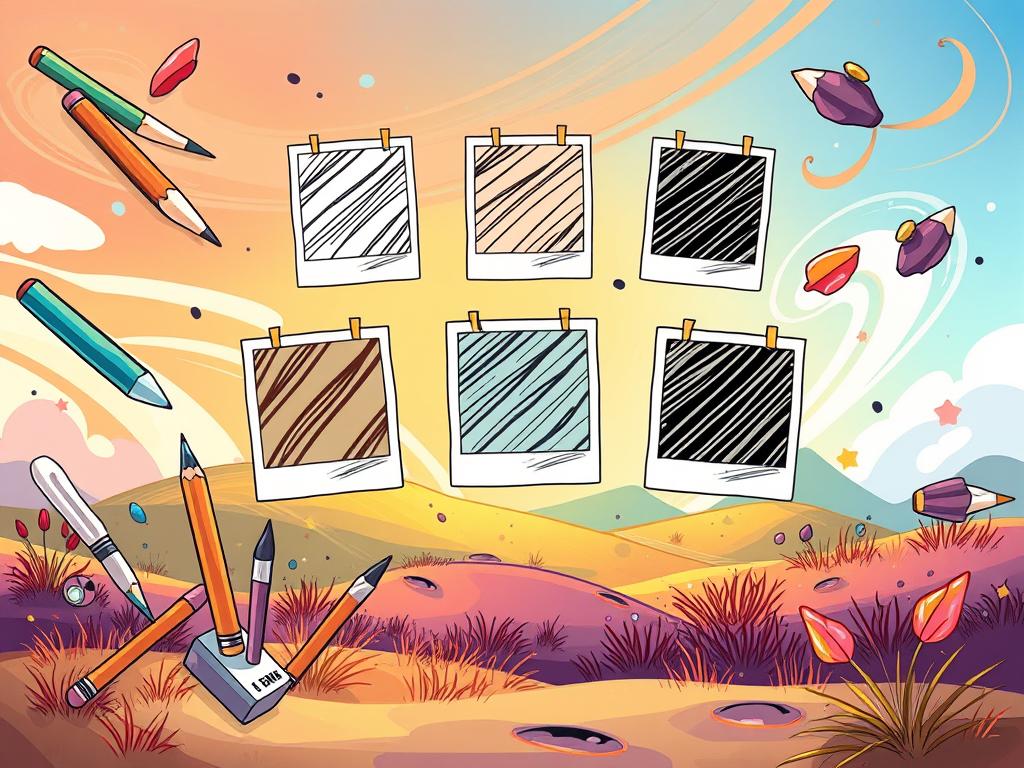 A whimsical cartoon-style illustration showcasing a variety of drawing filters and effects. In the foreground, a playful array of digital painting tools, pencils, and brushes float against a vibrant, colorful backdrop. In the middle ground, a series of photo frames display different artistic filter transformations, from sketchy linework to bold, expressive strokes. The background features a dynamic, stylized landscape with swirling, energetic elements that evoke the spirit of digital art and creativity. Warm, soft lighting and a dreamlike, imaginative atmosphere set the stage for this enchanting exploration of visual effects and transformation.