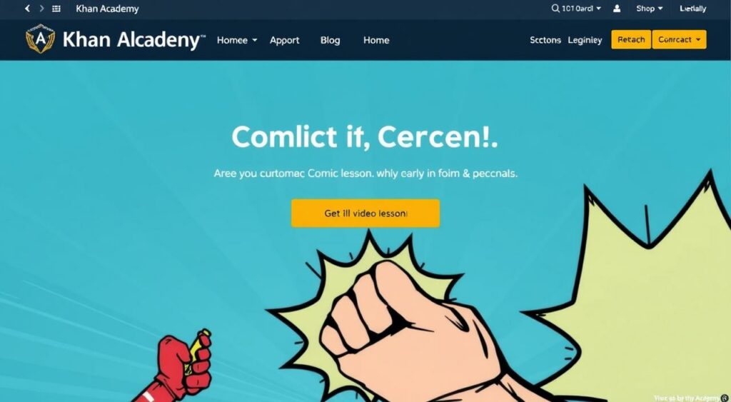 Imagem da página inicial da Khan Academy com uma chamada para videoaulas