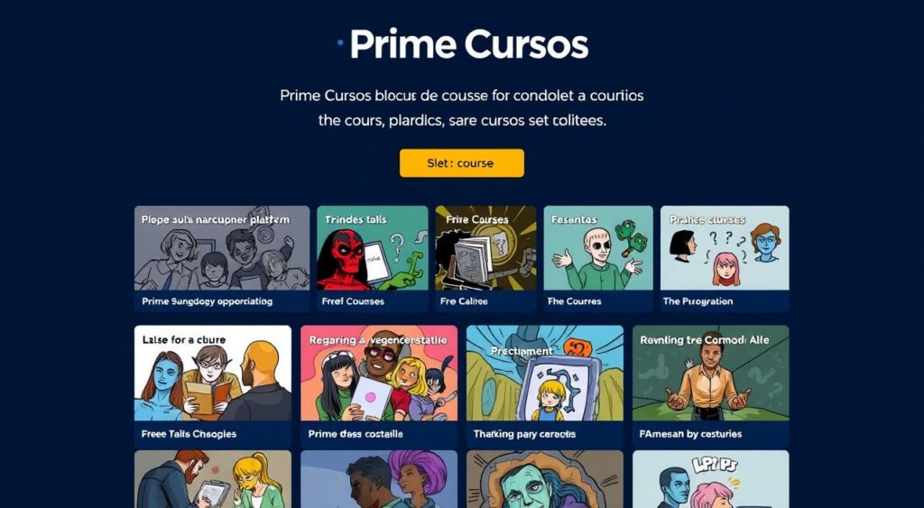 Imagem da plataforma Prime Cursos com uma variedade de cursos gratuitos