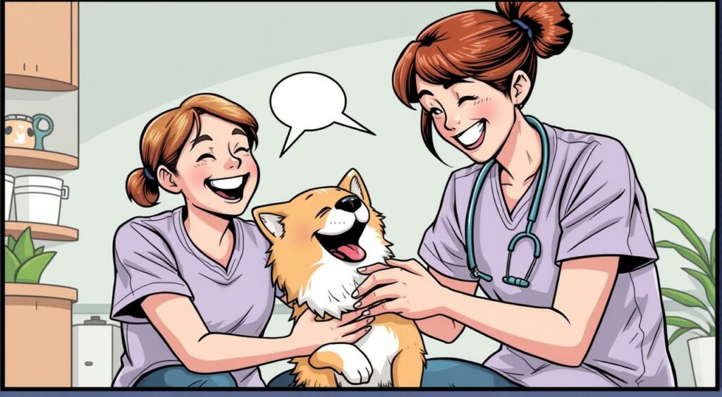 Imagem de um cuidador de pets com um pet feliz