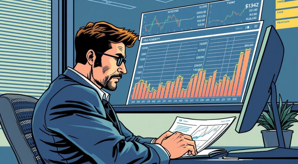 Imagem de um gestor de fundos analisando uma carteira de investimentos