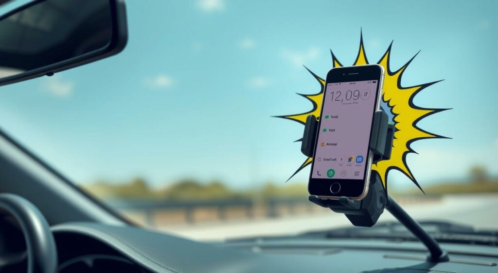 Imagem de um suporte veicular para smartphone