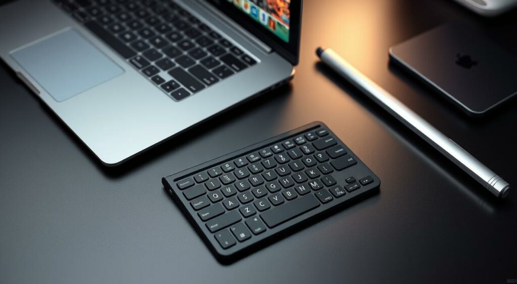 Imagem de um teclado Bluetooth portátil