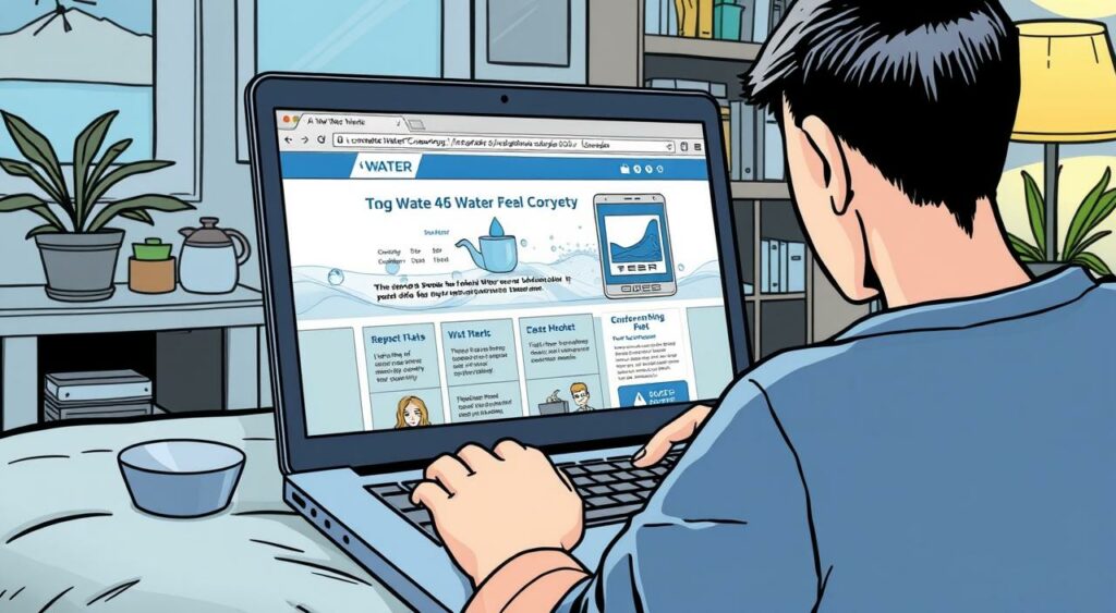Imagem de uma pessoa acessando o site da companhia de água