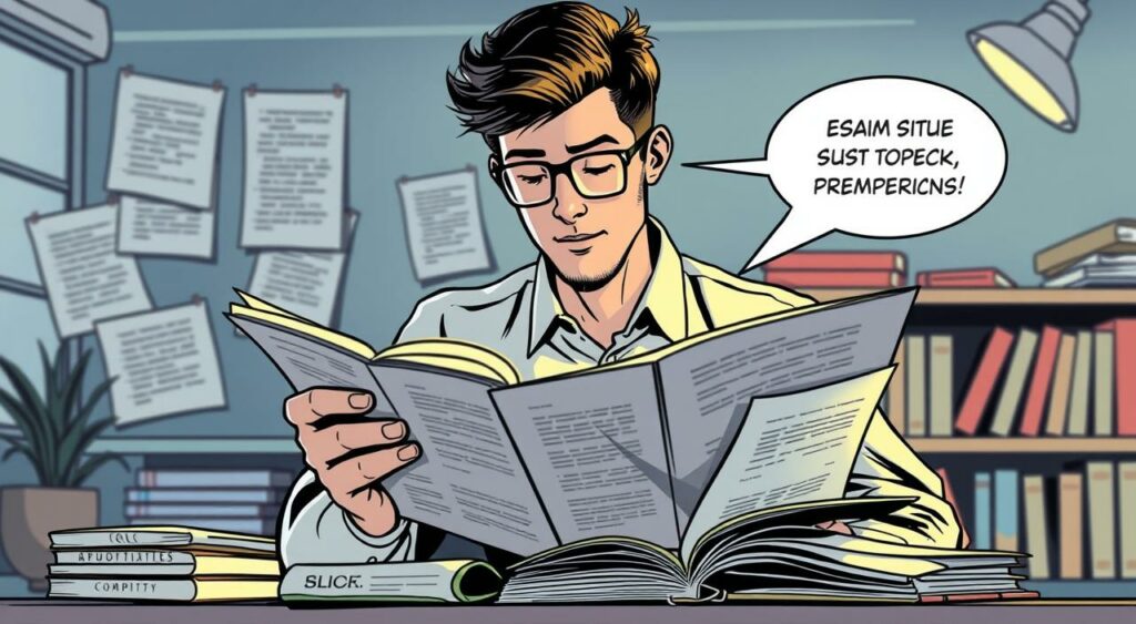 Imagem de uma pessoa estudando com materiais de concurso