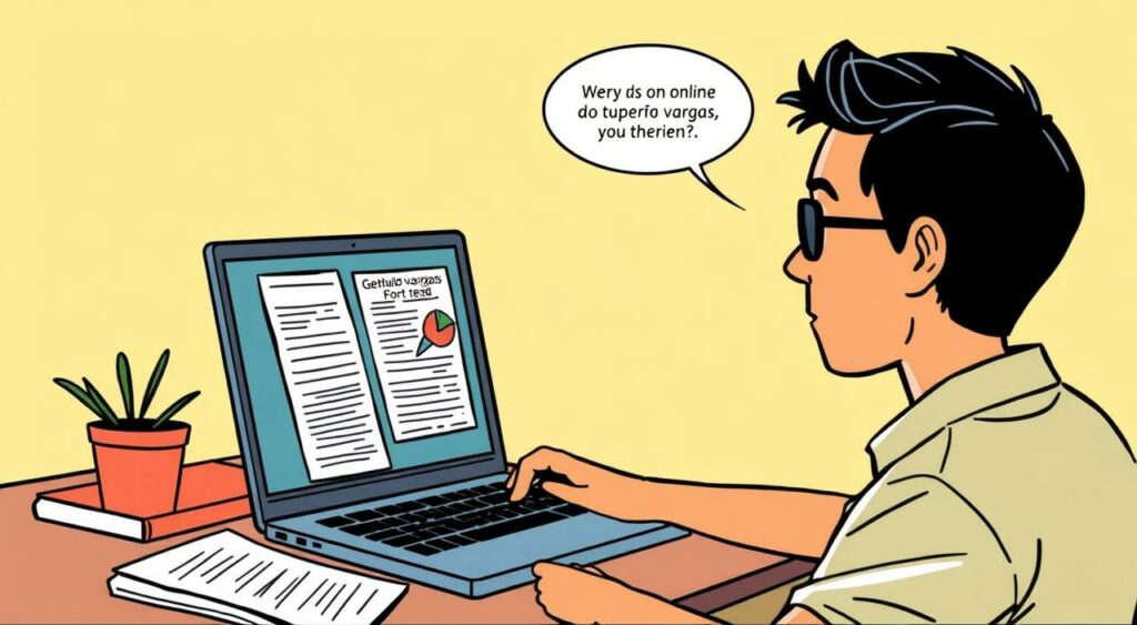 Imagem de uma pessoa estudando online com um laptop e materiais de estudo da FGV