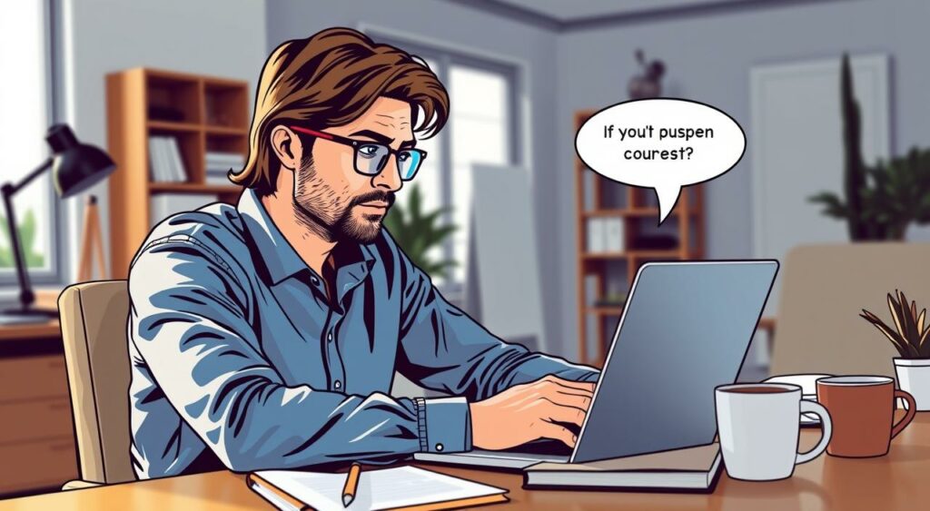 Imagem de uma pessoa fazendo um curso online de administração de empresas