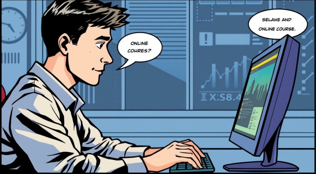 Imagem de uma pessoa participando de um curso online