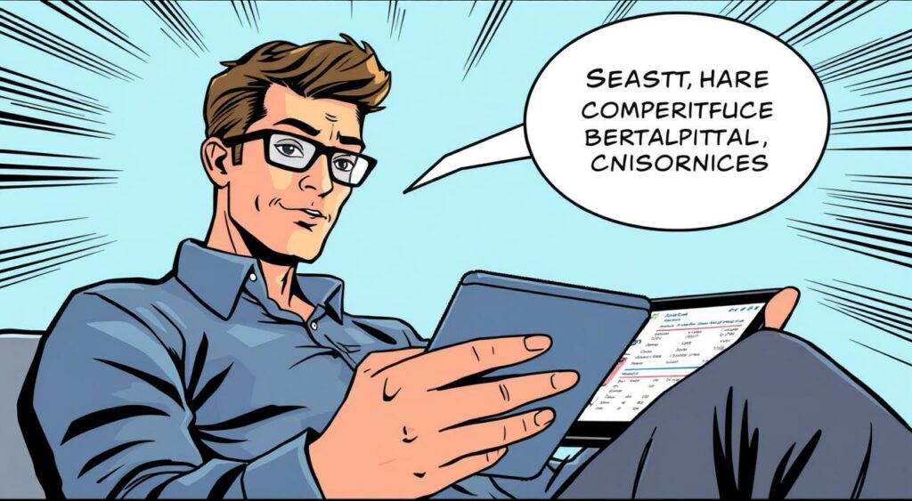 Imagem de uma pessoa pesquisando corretoras em um tablet