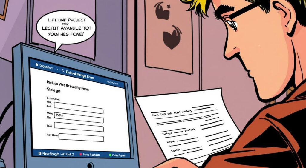 Imagem de uma pessoa preenchendo um formulário de inscrição online para um projeto cultural