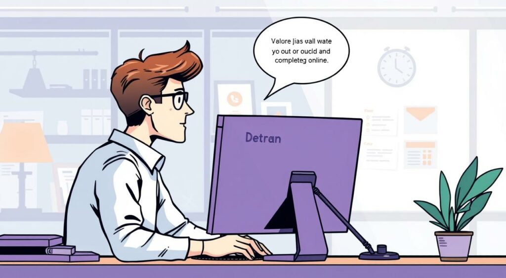 Imagem de uma pessoa realizando serviços Detran online