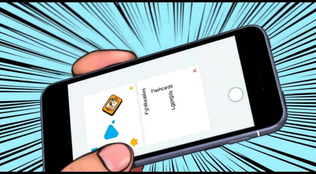 Imagem de uma tela de celular mostrando o aplicativo Lexilize Flashcards em uso.
