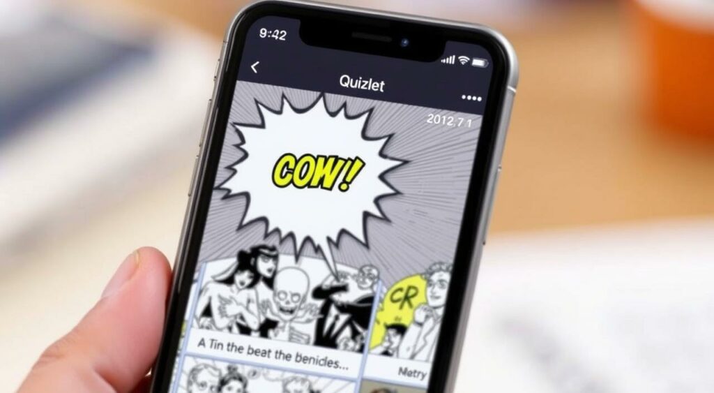 Imagem de uma tela de celular mostrando o aplicativo Quizlet em uso.
