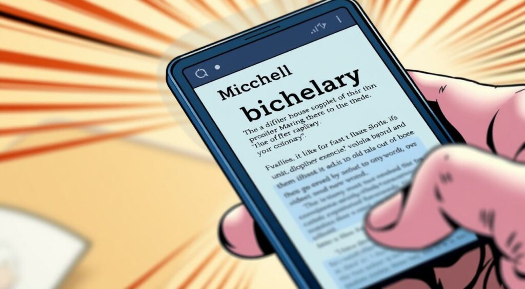 Imagem de uma tela de smartphone mostrando o dicionário Michaelis em uso, exibindo a definição de uma palavra.