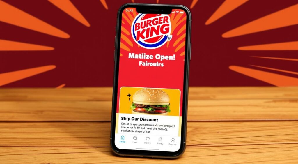 Imagem do aplicativo Burger King com oferta de desconto