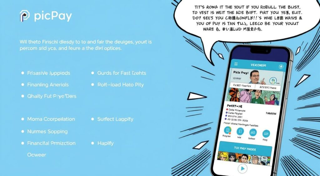Imagem do aplicativo PicPay com destaque para suas funcionalidades financeiras