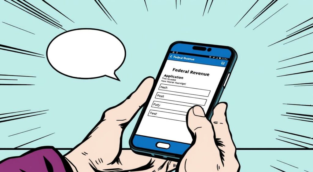 Imagem do aplicativo da Receita Federal na tela de um smartphone