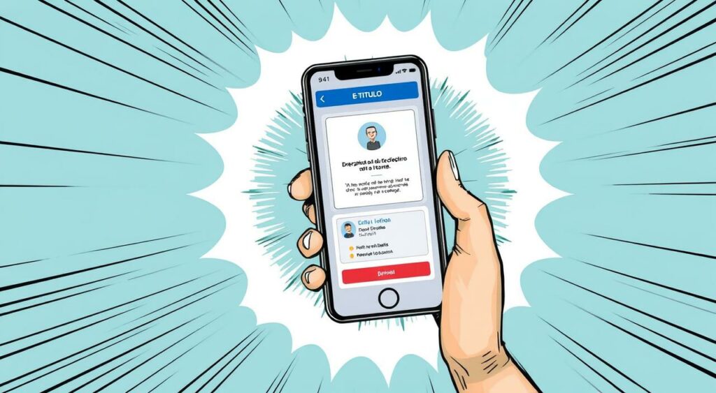 Imagem do aplicativo e-Título na tela de um smartphone